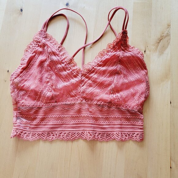 Coral Floral Lace Bralette Women's Size Large L SHEIN pullover - Picture 7 of 8